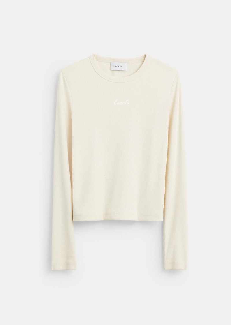 Ribbed Long Sleeve Shirt With Coach Embroidery