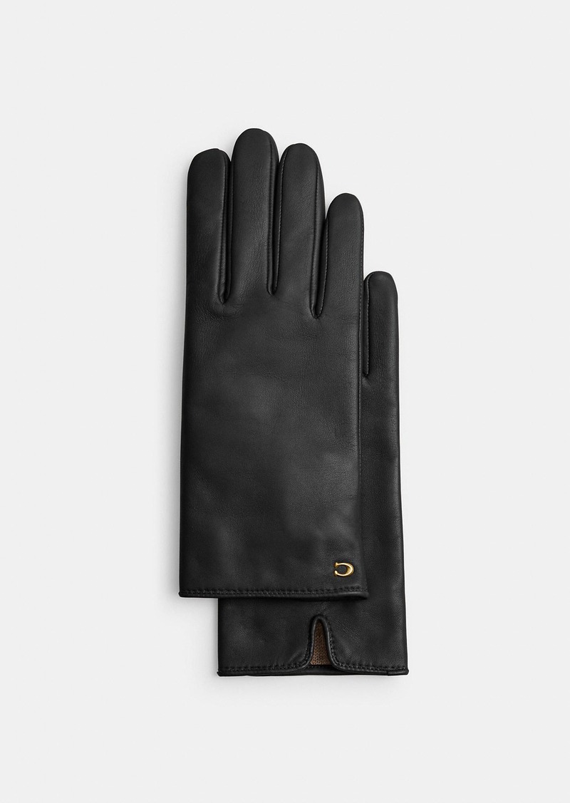 Coach Sculpted Signature Leather Tech Gloves