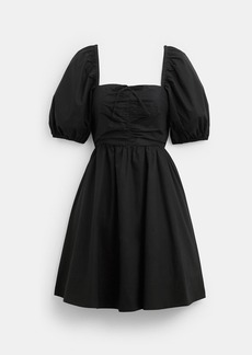 Coach Short Dress With Puff Sleeves In Organic Cotton