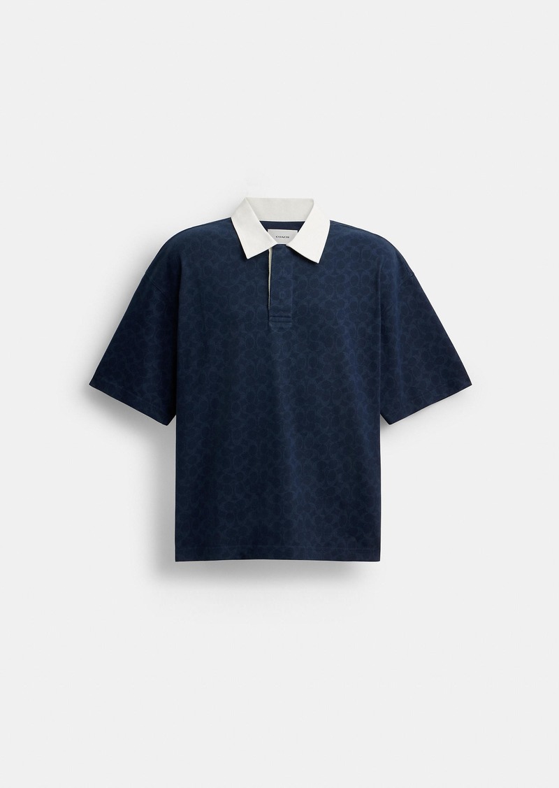 Coach Signature Relaxed Rugby Polo In Organic Cotton