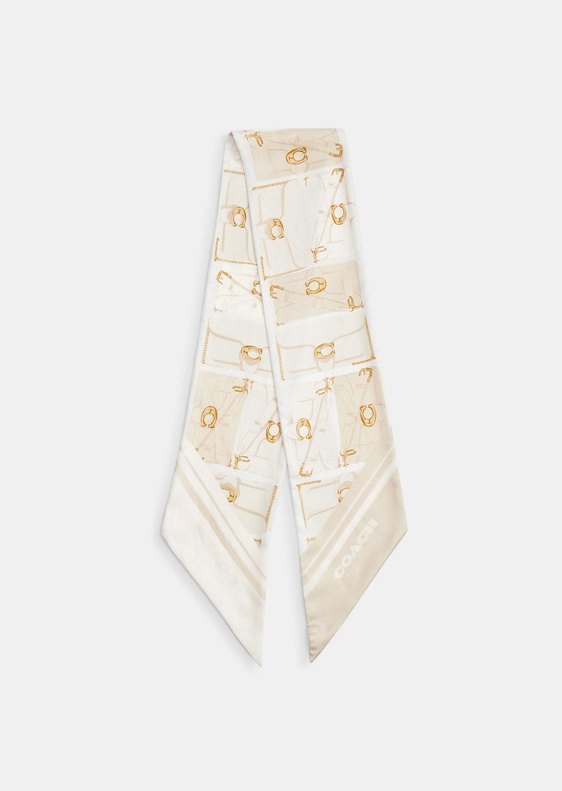 Coach Tabby Bag Print Silk Wide Skinny Scarf