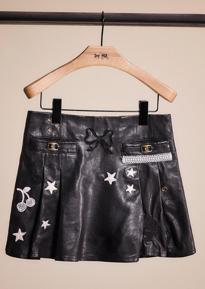 Coach Upcrafted Heritage C Leather Mini Skirt