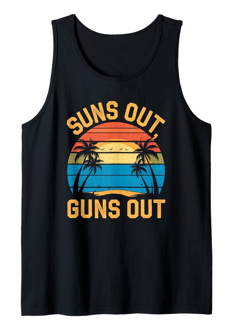 Coach Vintage SUNS OUT GUNS OUT Gym Bro Beach Sunset Summer Tank Top