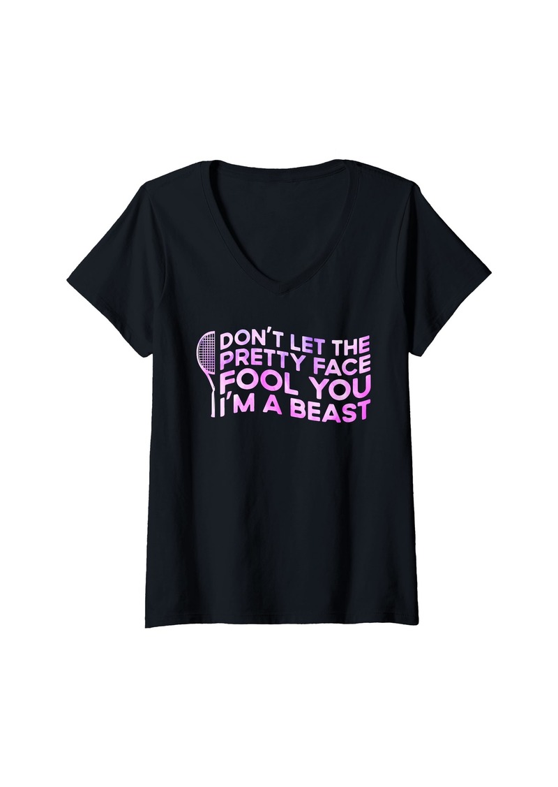 Coach Womens don't let the pretty face fool you I'm a beast sport V-Neck T-Shirt