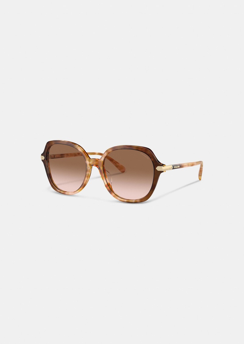 Coach Wrap Around Hangtag Oversized Geometric Round Sunglasses