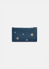 Coach zip card case with shooting star print