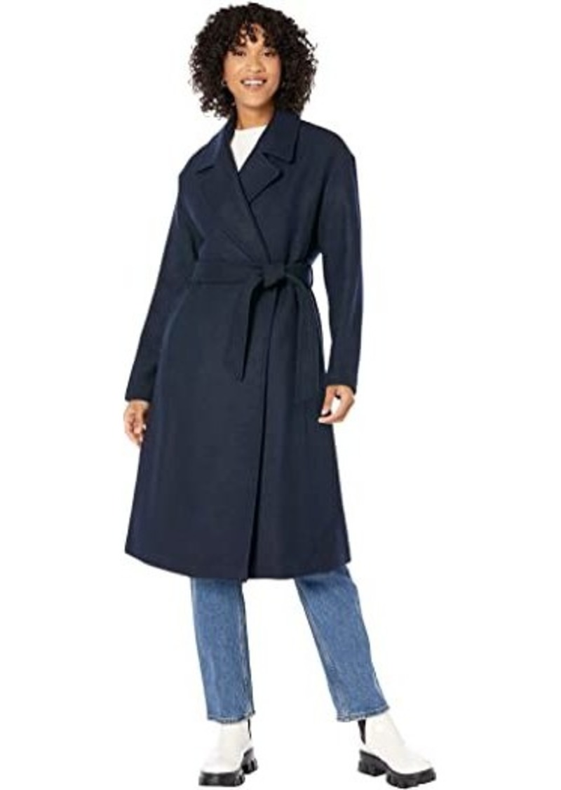 Cole Haan Basket Weave Wool Belted Oversized Coat