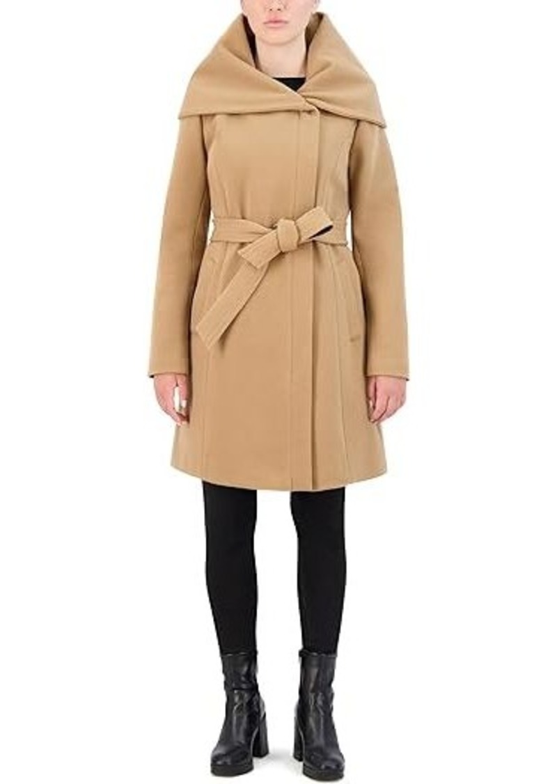 Cole Haan Belted Asymmetric Zip Front Soft Twill Coat