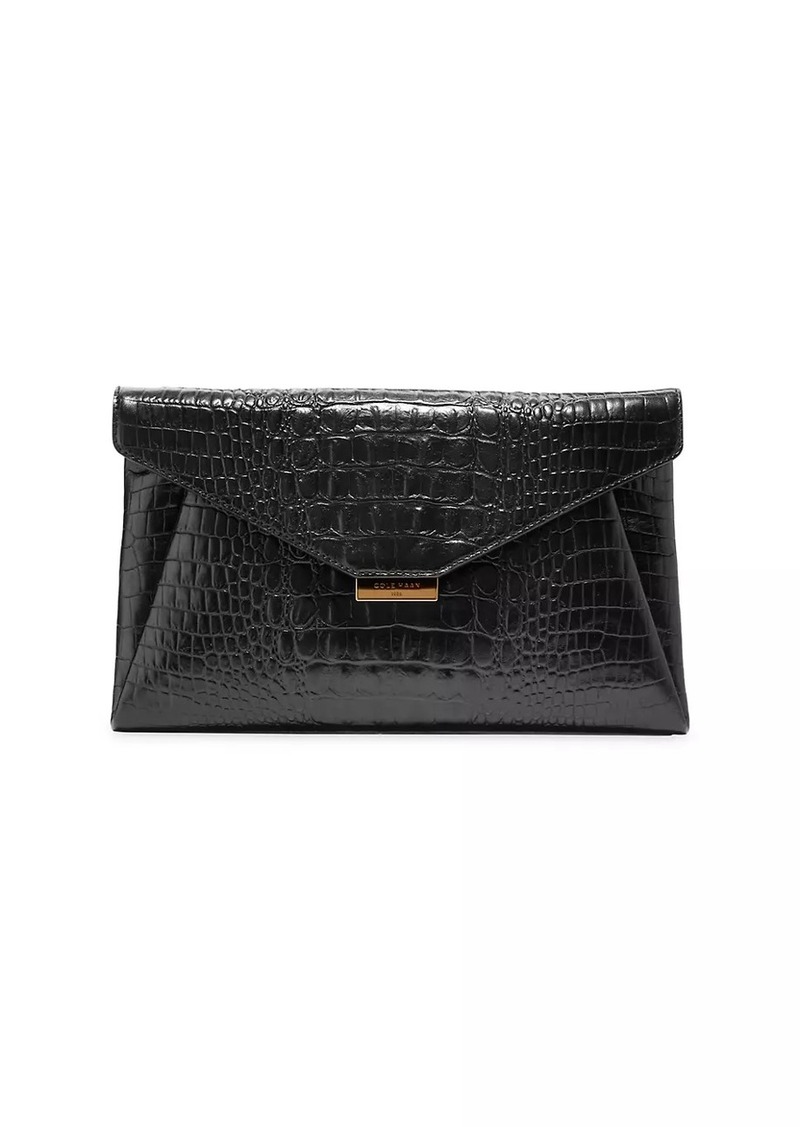 Cole Haan Christena Crocodile-Embossed Leather Clutch