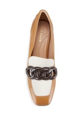 Cole Haan Chrystie Square-Toe Chain Colorblock Leather Loafer Pumps