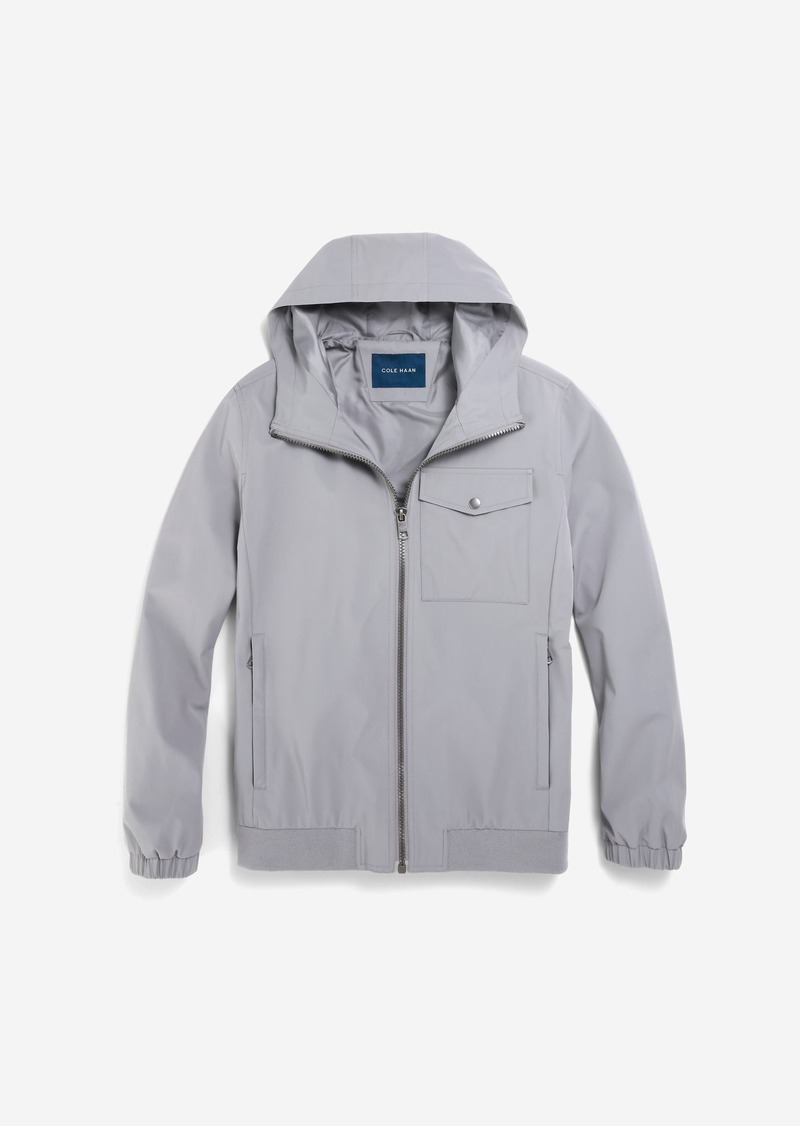 Cole Haan Men's 26" Hooded Jacket With Rib Hem%3F - Grey Size Medium Water-Resistant