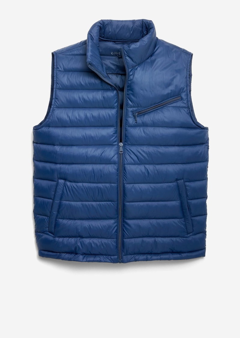 Cole Haan Men's 26.5" Zip Front Quilted Vest - Blue Size Medium