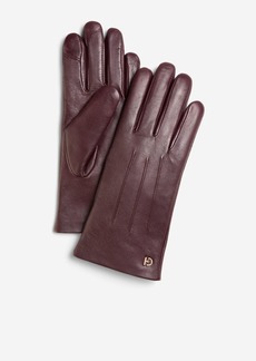 Cole Haan Women's 3 Pt Leather Tech Tip Glove - Red Size Small