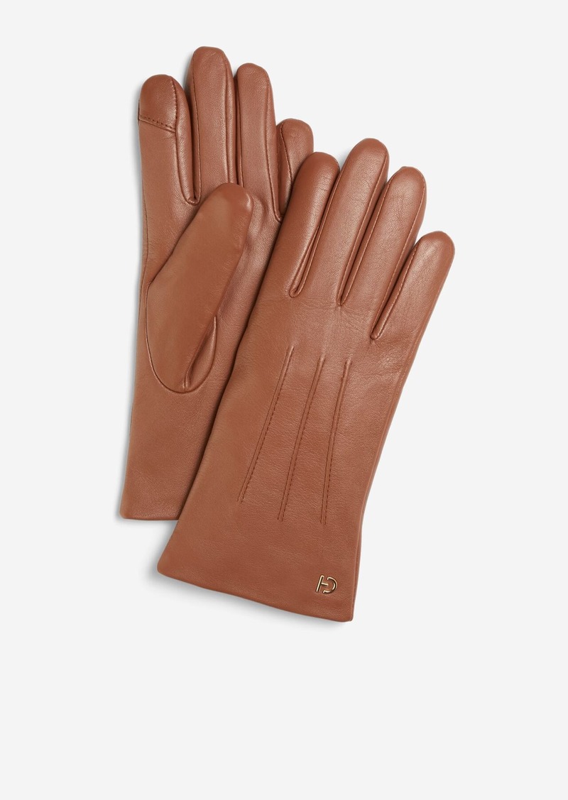 Cole Haan Women's 3 Pt Leather Tech Tip Glove - Brown Size Medium