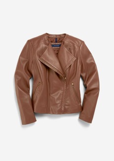 Cole Haan Women's Asymmetrical Leather Jacket - Beige Size Large