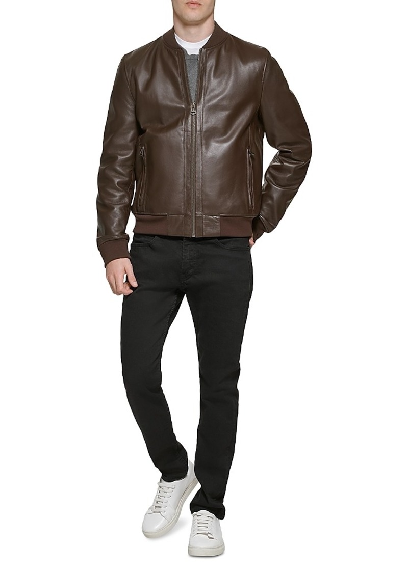 Cole Haan Bonded Leather Varsity Jacket