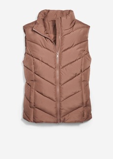 Cole Haan Chevron Polyfill Zip Front Vest - Beige Size Small