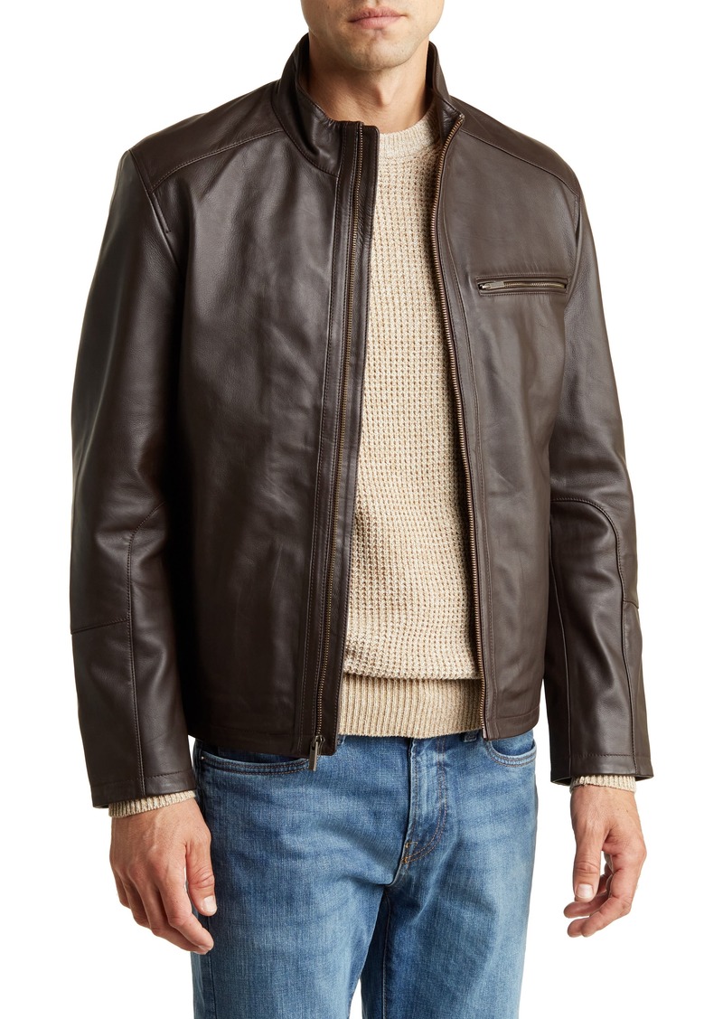 Cole Haan Classic Leather Moto Jacket in Java at Nordstrom Rack