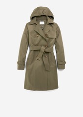 Cole Haan Women's Cotton Rain Trench Coat - Green Size XL Water-Resistant