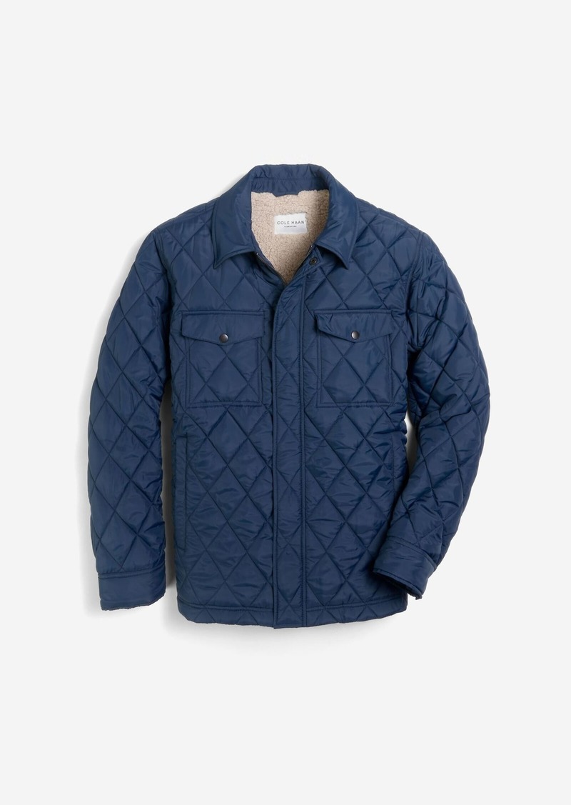 Cole Haan Men's Diamond Quilted Jacket - Blue Size Small Water-Resistant