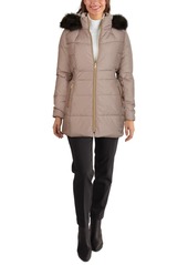 Cole Haan Faux-Fur-Trim Hooded Down Puffer Coat