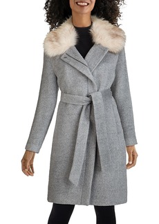 Cole Haan Faux Fur Trim Mid Length Coat