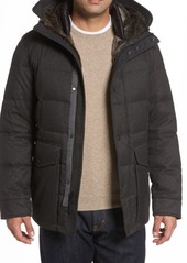 Cole Haan Faux Fur Trim Mixed Media Hooded Down Jacket