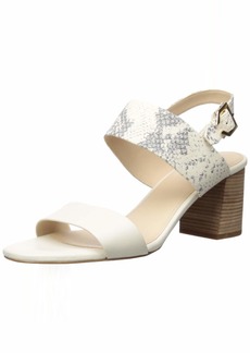 Cole Haan G.OS AVANI CITY SANDAL 65MM IVORY/IVORY ROCCIA PRINT LEATHER/LIGHT NATURAL RAW STACKED