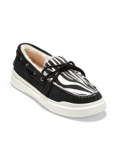 Cole Haan GrandPro Rally Faux Shearling Lined Moccasin in Zebra/Black at Nordstrom