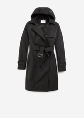 Cole Haan Women's Hooded Trench - Black Size Small Water-Resistant