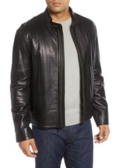 Cole Haan Lambskin Leather Moto Jacket in Black at Nordstrom