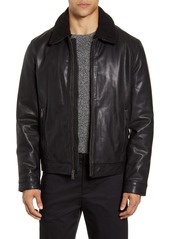 Cole Haan Leather Aviator Jacket in Black at Nordstrom
