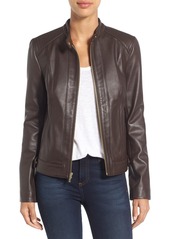 Cole Haan Leather Moto Jacket (Regular & Petite)