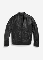 Cole Haan Men's Leather Racer Jacket - Black Size Small