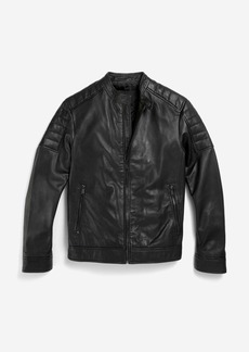 Cole Haan Men's Leather Racer Jacket - Black Size Large