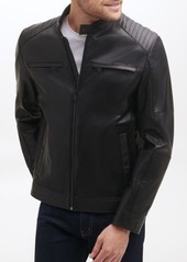 Cole Haan Leather Racer Jacket in Black at Nordstrom