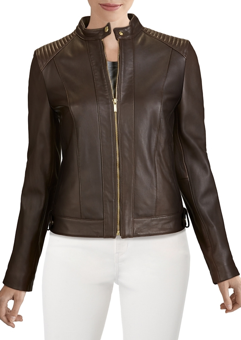 Cole Haan Leather Zip Jacket