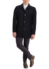 Cole Haan Men's Classic-Fit Car Coat with Faux-Leather Trim - Charcoal