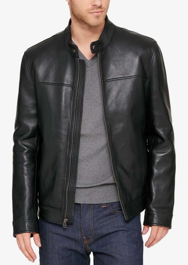 Cole Haan Men's Leather Moto Jacket - Black