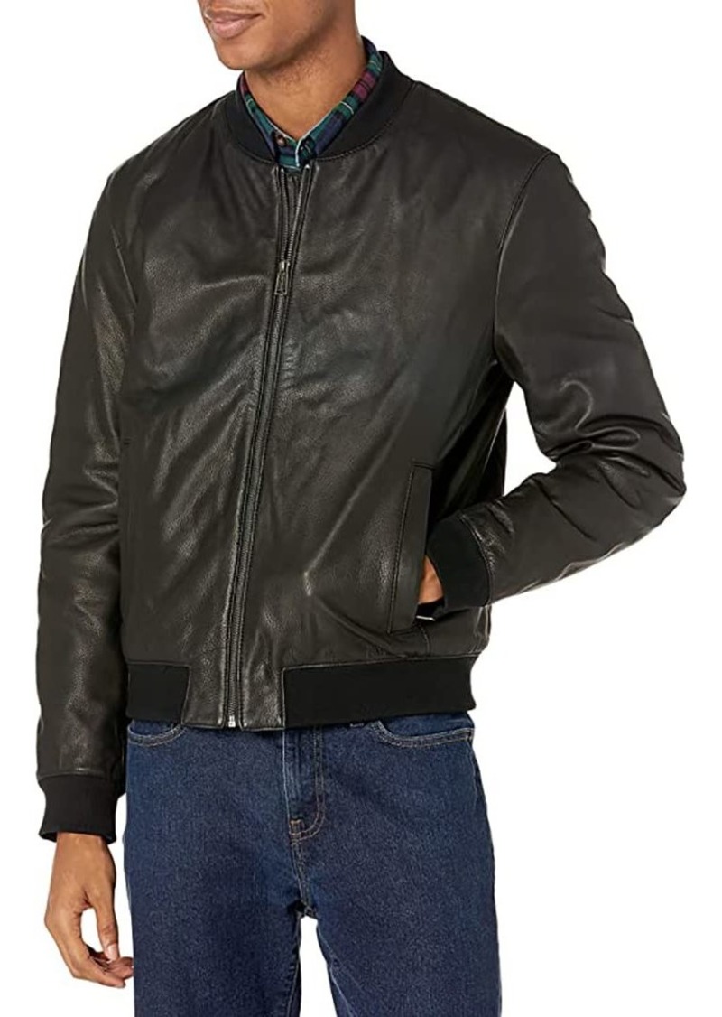 Cole Haan Men's Leather Quilted Lined Varsity Jacket