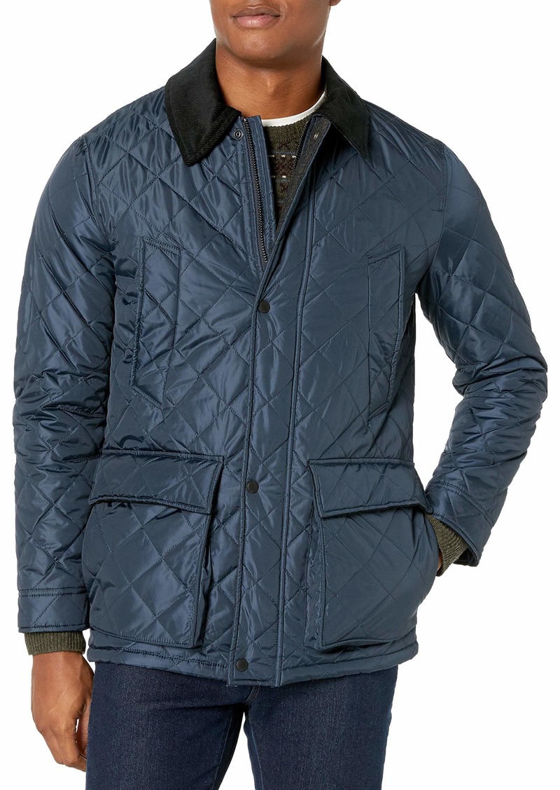 Cole Haan Men's Quilted Nylon Barn Jacket with Corduroy Details