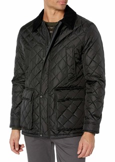 Cole Haan Men's Quilted Nylon Barn Jacket with Corduroy Details