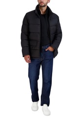 Cole Haan Men's Stand Collar Puffer Jacket with Bib - Navy