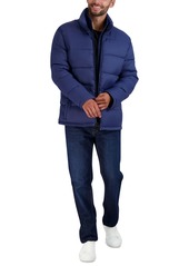 Cole Haan Men's Stand Collar Puffer Jacket with Bib - Navy