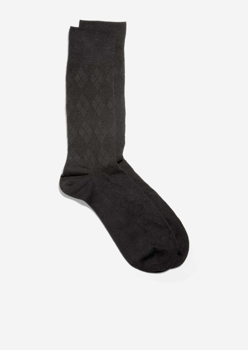 Cole Haan Men's Tonal Argyle Crew Socks - Black Size OSFA