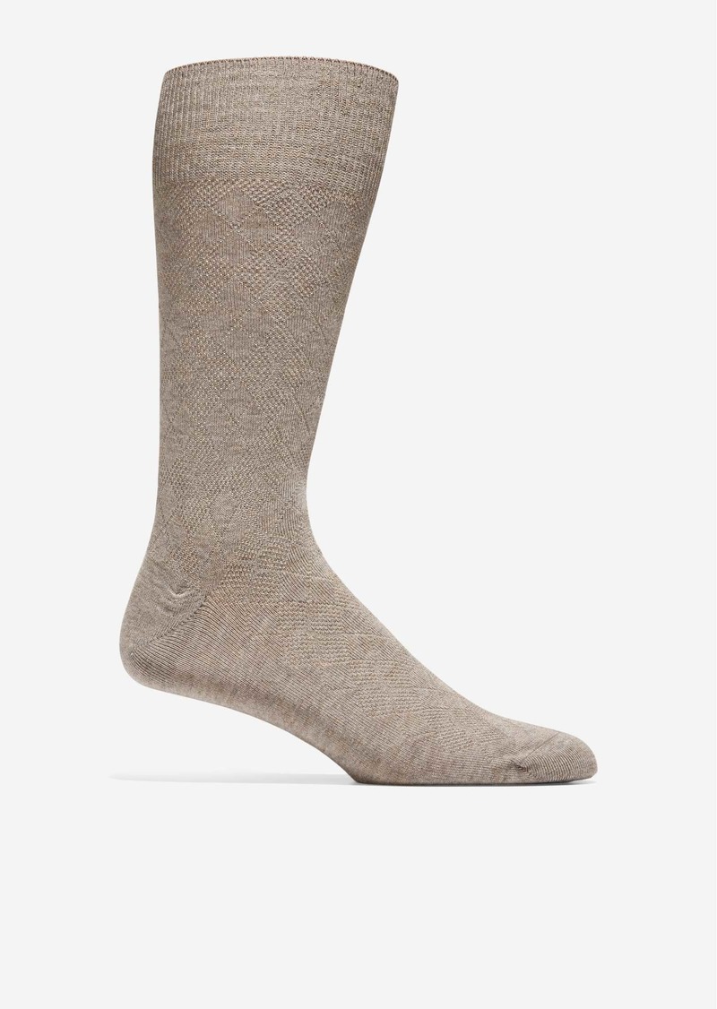 Cole Haan Men's Tonal Argyle Crew Socks - Brown Size OSFA