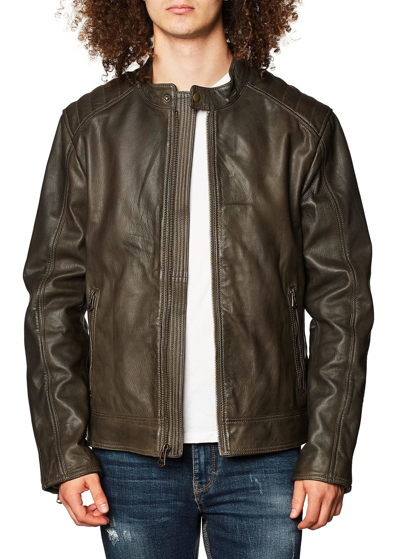 Cole Haan Signature Men's Washed Leather Moto Jacket