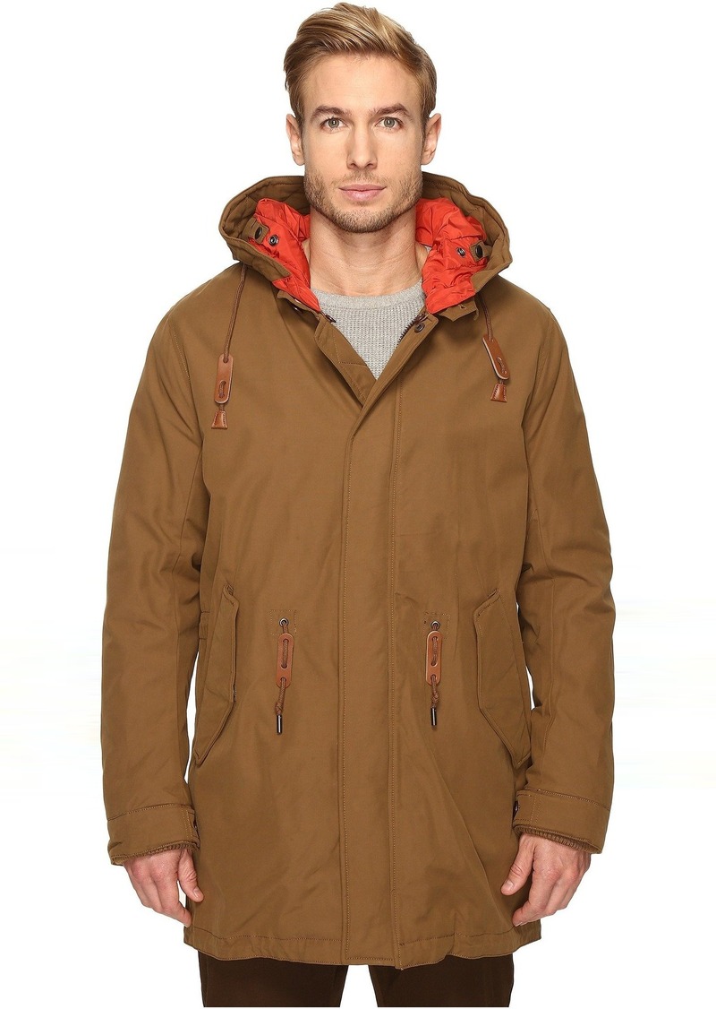 Cole Haan Mens Military Oxford Jacket with Hidden Hood 