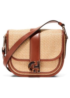 Cole Haan Mini Essentials Straw & Leather Saddle Bag