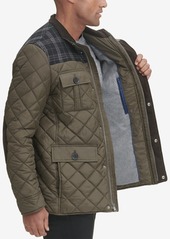 Cole Haan Mixed Media Quilted Jacket - Med Green